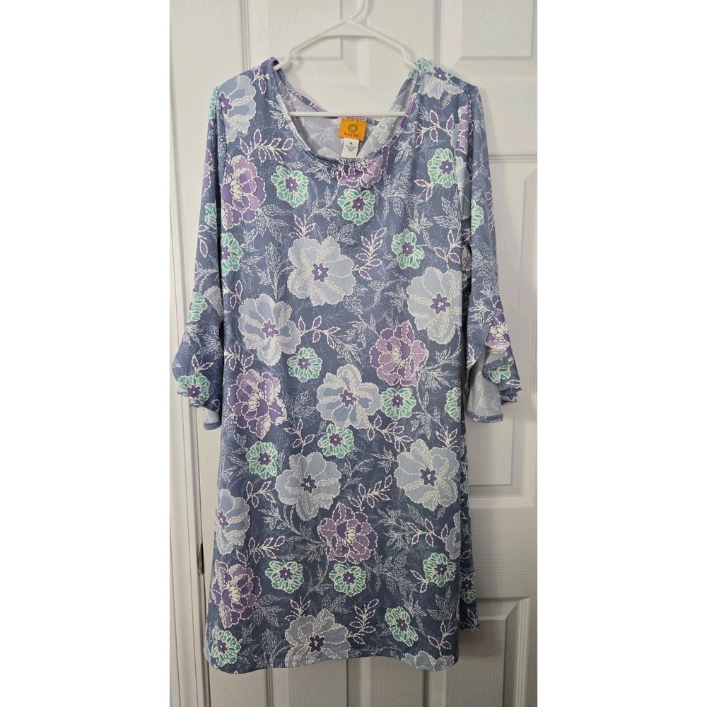 Ruby Rd Womans 3/4 Sleeve Dress Florial Print Grey & Multicolor Color Size XL